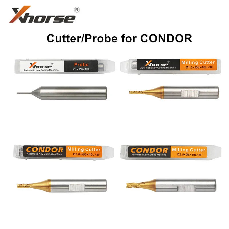 Xhorse Condor – Frese da intaglio da 1.0 mm, 1.5 mm, 2.0 mm, 2.5 mm per macchine tagliachiavi XC-Mini Plus, XC-007, Dolphin XP-005 e XP-007