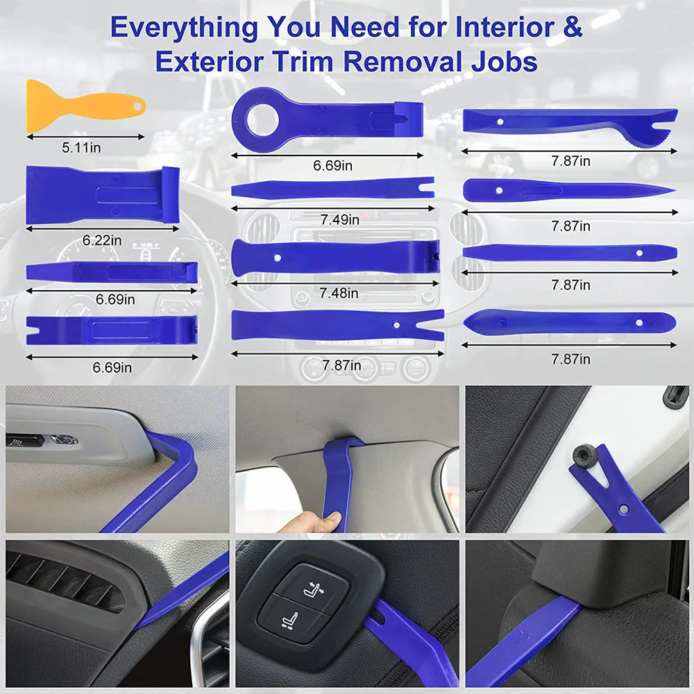 Set di strumenti di smontaggio plastiche auto e moto in plastica ABS di grande resistenza | Kit da 43 pezzi