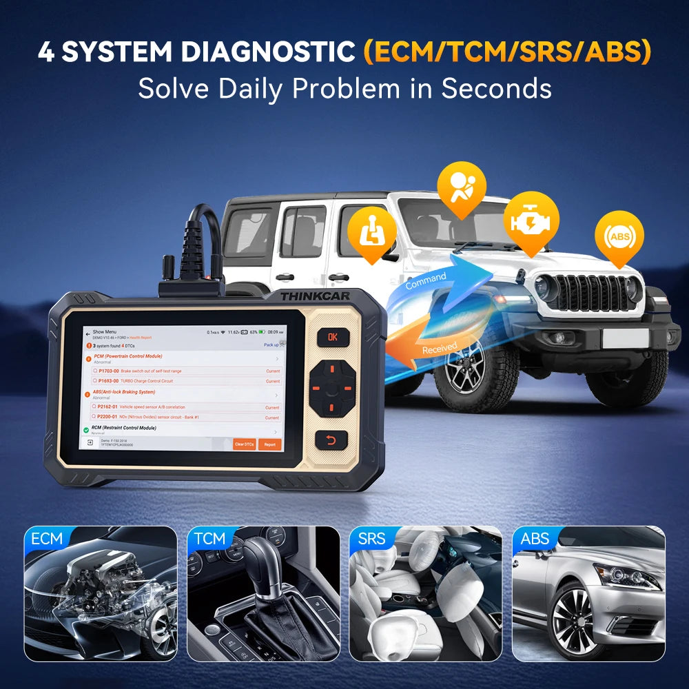 Thinkcar Thinkscan 662 OBD2 scanner con CANFD e controllo bidirezionale | Strumento diagnostico per sistemi ECM, trasmissione, ABS e SRS | Aggiornamento gratuito a vita