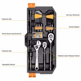Set di attrezzi professionali DEKO da 198 pezzi | Kit per appassionati di riparazione auto con cricchetto, cacciaviti, chiavi bussole con pratica valigetta rigida