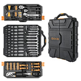 Set di attrezzi professionali DEKO da 198 pezzi | Kit per appassionati di riparazione auto con cricchetto, cacciaviti, chiavi bussole con pratica valigetta rigida