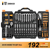Set di attrezzi professionali DEKO da 198 pezzi | Kit per appassionati di riparazione auto con cricchetto, cacciaviti, chiavi bussole con pratica valigetta rigida