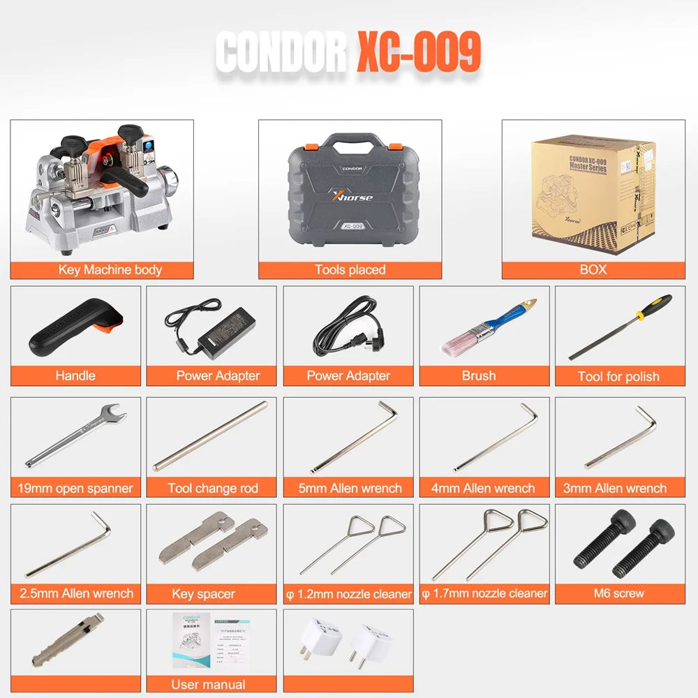 Tagliachiavi Xhorse Condor XC-009 per chiavi monofacciale e chiavi bifacciali
